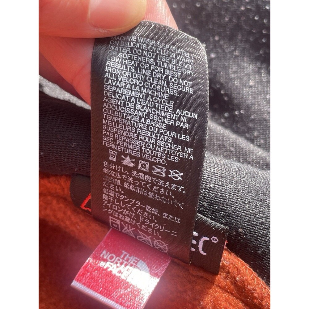 Retro The North Face Denali Full Zip Heavy Fleece Jacket Orange Grey Men's Small - Picture 7 of 16